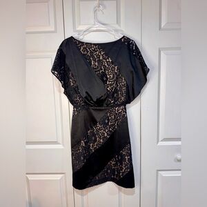 Jessica Simpson Black and Beige Lace Midi Dress